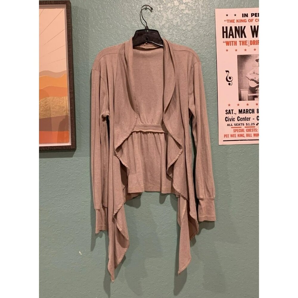 CONVERSE ONE STAR Women's Cardigan Sweater Small Gray Open Front Shawl Collar
